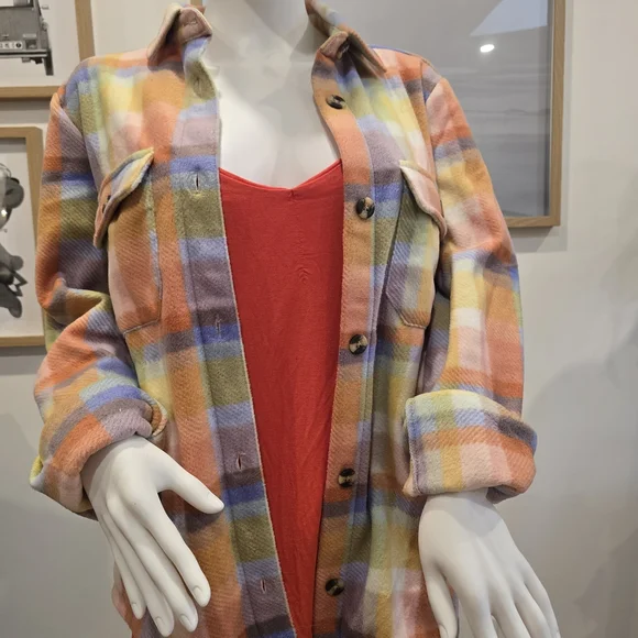 Billabong Multicolor Fleece Plaid Shacket - Picture 5 of 9